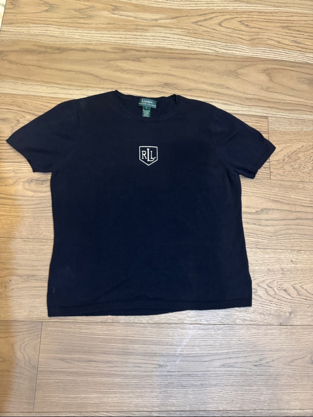 Ralph Lauren Navy Short-Sleeve Knit Shirt with RLL Crest